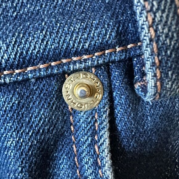 St. John Womens Bootcut Golden Embellished Rhinestone Heart Pocket Jeans Size 14 - Picture 4 of 8